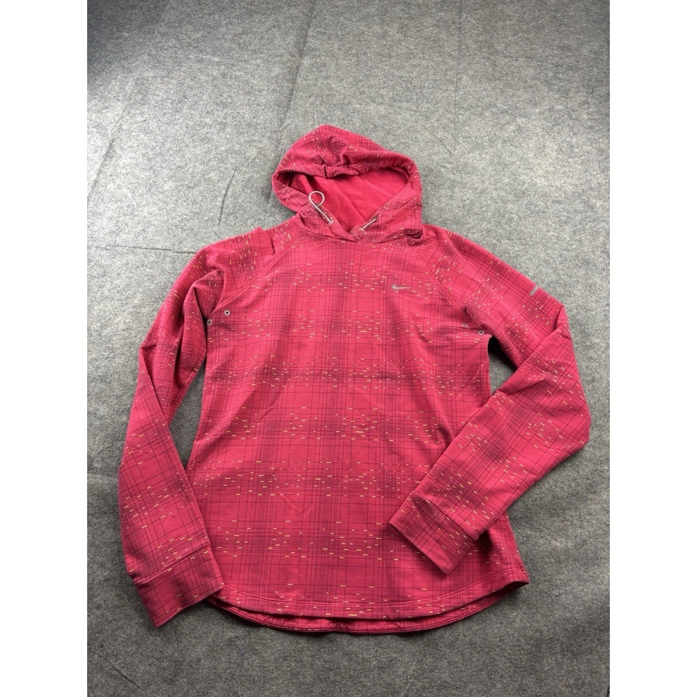 Nike Women's M Dri Fit Geo Long Sleeve Hoodie Running Vented Performance Y2K 00s